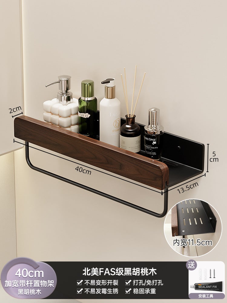 Walnut Bathroom Bathroom Storage Rack Toilet Wash Desk Toilet Wall Hole-Free Storage Shelf - Image 1